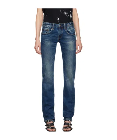 R13 Navy Tobi Boy Jeans In Caslon Selvedge Blue