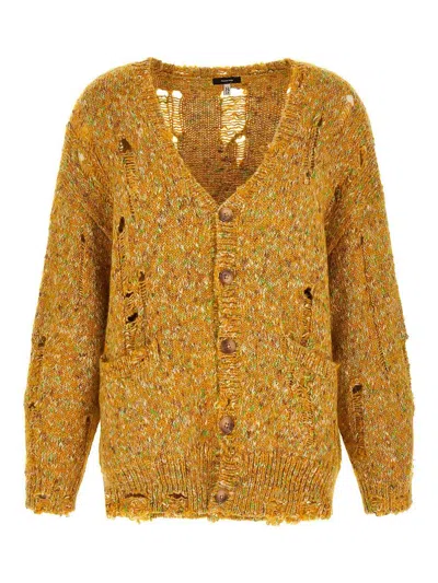 R13 Torn Cardigan In Yellow