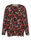 R13 Distressed Leopard-print Cotton Sweater In Red