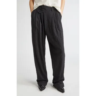 R13 Triple Pleat Crossover Trousers In Black