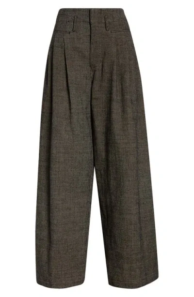 R13 Triple Pleat Linen & Wool Wide Leg Pants In Black