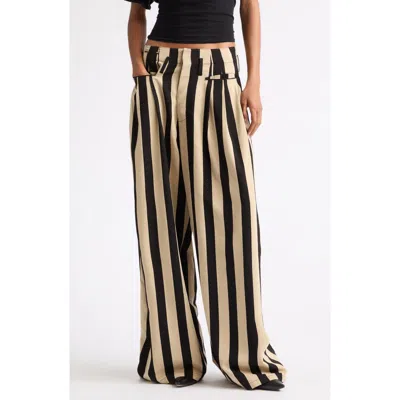 R13 Triple Pleat Striped Wide Leg Pants In Multi