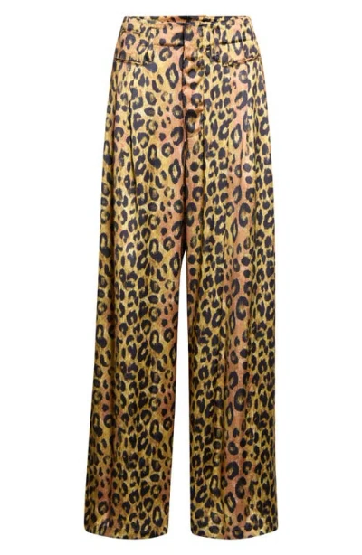 R13 Triple Pleat Wide Leg Pants In Brown