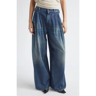 R13 Triple Pleated Wide Leg Jeans In Multi
