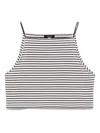 R13 Cropped Halter Stripe Tee In Navy Ecru Narrow Stripe