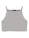 R13 Cropped Halter Stripe Tee In Navy Ecru Narrow Stripe