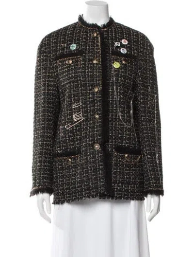Pre-owned R13 Tweed Pattern Jacket In Black