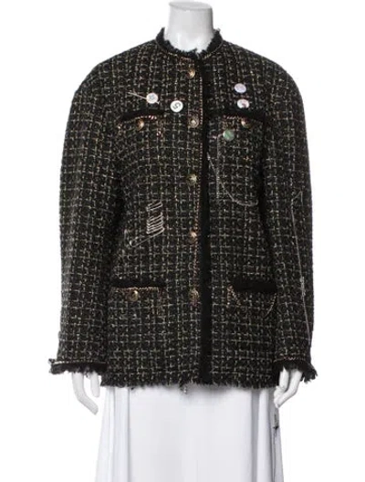 Pre-owned R13 Tweed Pattern Jacket In Black
