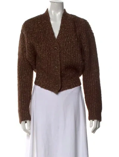 Pre-owned R13 Tweed Pattern V-neck Sweater In Brown