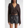R13 Twisted Front Cashmere Rib Cardigan In Brown
