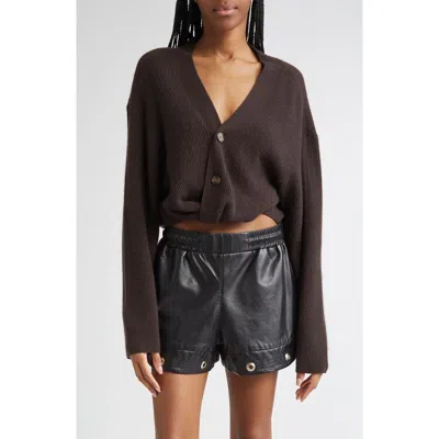 R13 Twisted Front Cashmere Rib Cardigan In Brown