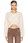 R13 Rib Twisted Hem Cashmere Cardigan In Neutral