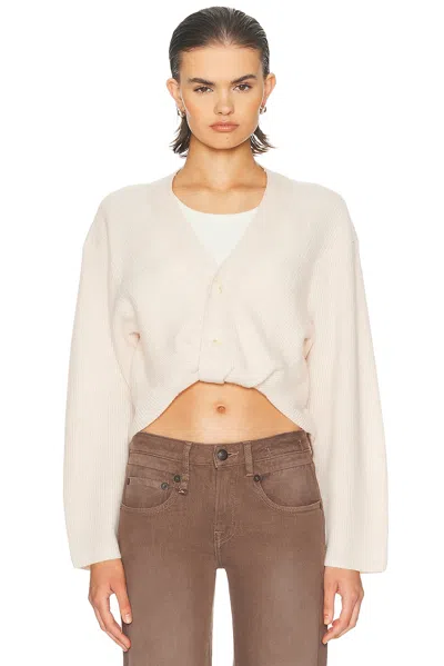 R13 Twisted Front Ribbed Cardigan In Brown