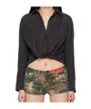 R13 Twisted Front Shirt In Black