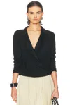 R13 Twisted Lapel Top In Black