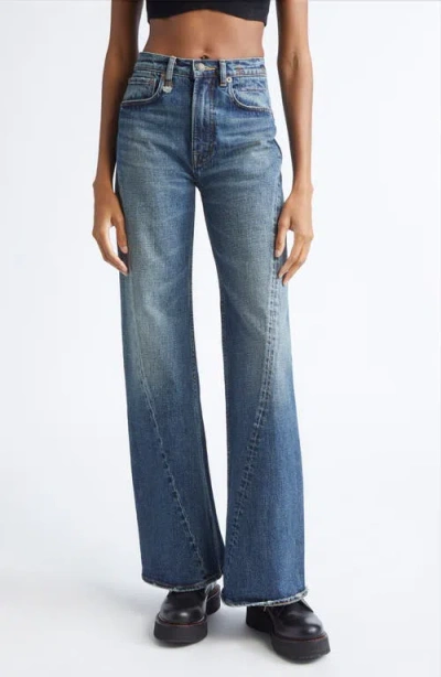 R13 Twisted Seam Flare Jeans In Blue