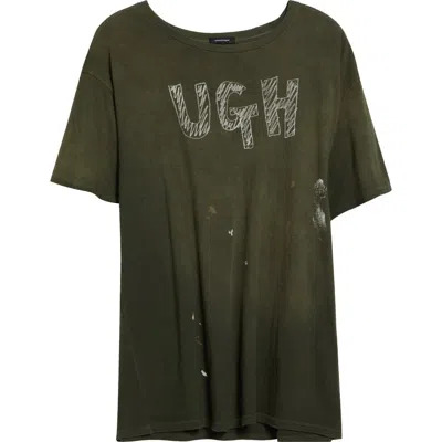 R13 Ugh Paint Splattered Cotton & Cashmere Graphic T-shirt In Green