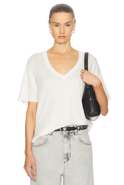 R13 V-neck Boxy Seamless Tee In Cashmere White