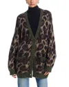 R13 Leopard Cardigan Long Sleeves V Neck Pockets In Multi