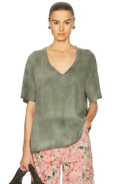 R13 V-neck Relaxed Tee In Olive