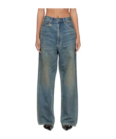 R13 Venti Mid-rise Wide-leg Jeans In Gray
