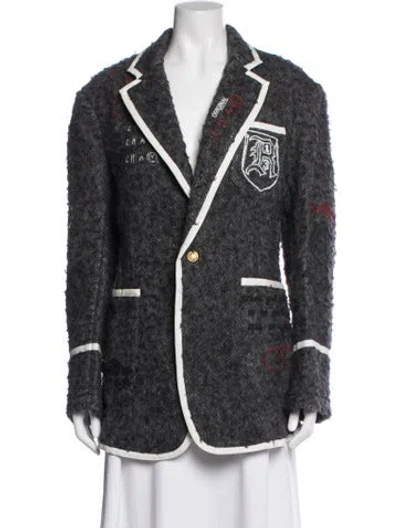 Pre-owned R13 Virgin Wool Graphic Print Blazer In Grey