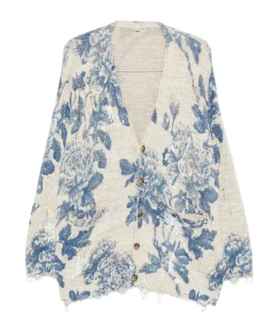 R13 V-neck Cardigan In Blue