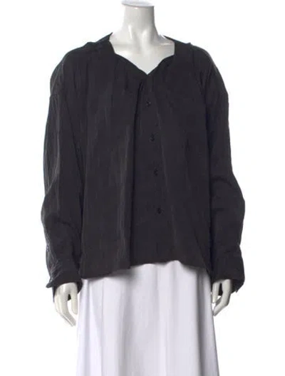 Pre-owned R13 V-neck Long Sleeve Button-up Top In Gray