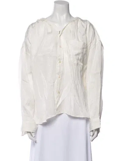 Pre-owned R13 V-neck Long Sleeve Button-up Top In Neutral