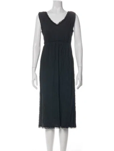 Pre-owned R13 V-neck Midi Length Dress W/ Tags In Black