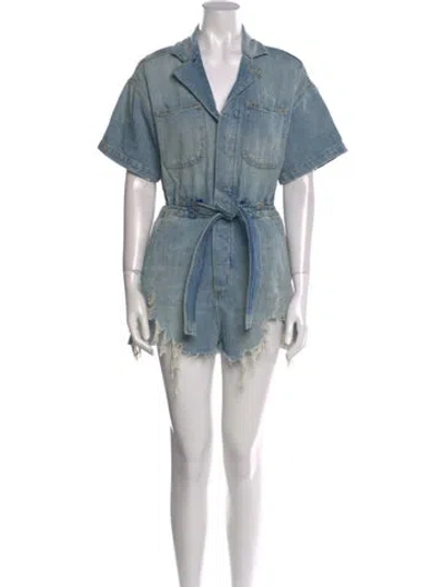 Pre-owned R13 V-neck Romper In Blue