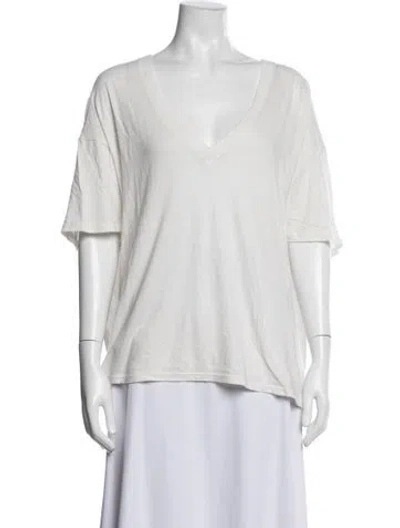 Pre-owned R13 V-neck Short Sleeve T-shirt In White