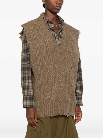R13 V-neck Top In Brown