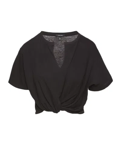 R13 V-neck Twist T-shirt In Black