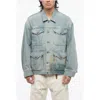 R13 Light Washed Denim Jacket With Paint Details In Blue