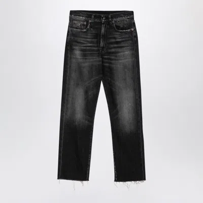 R13 Washed Denim Jeans With Frayed Hem In Black