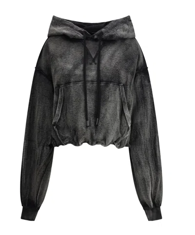R13 Washed-effect Drawstring Hoodie In Black