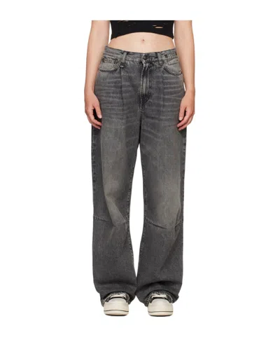 R13 Ssense Exclusive Gray Wayne Articulated Knee Jeans In Leyton Black
