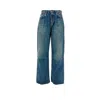 R13 Damon Pleated Wide Leg Jean In Weber Linen Indigo In Blue