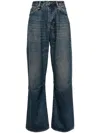R13 Damon Pleated Wide Leg Jean In Weber Linen Indigo In Blue