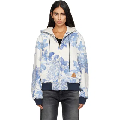 R13 White & Blue Relaxed Workwear Jacket In Washed Blue Floral