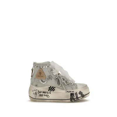 R13 White Cotton High Top Sneakers In Multi