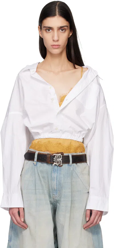 R13 White Crossover Bubble Shirt In Yellow
