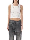 R13 Distressed Slim Fit Tank Top In Animal Print