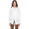 R13 White Tall Collar Boyfriend Button Up Shirt In White