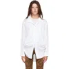 R13 White Tall Collar Boyfriend Button Up Shirt In White