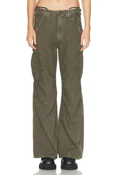 R13 Wide Leg Cargo Pant In Olive