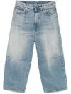 R13 Wide-leg Cropped Jeans With Concealed Fastening In Blue