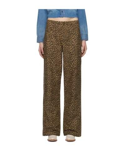 R13 Wide-leg Leopard-print Trousers In Brown