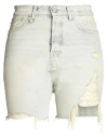 R13 Woman Denim Shorts Blue Size 27 Cotton, Cow Leather In Blue